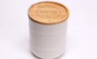 Biscuit Barrel White Dolomite & Wooden Lid 18cm High