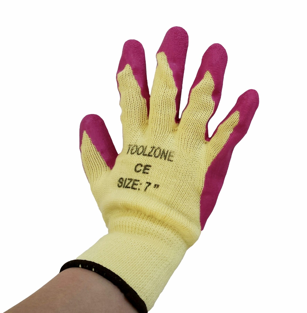 Warrior - Gloves Latex Dipped Pink Size 7 - Warrior Warehouses Ltd