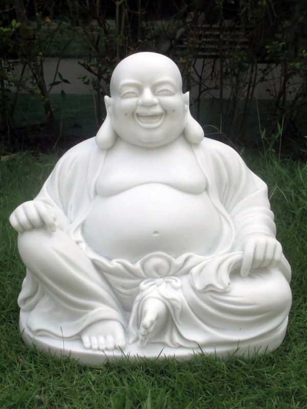 Warrior - Garden Ornament LAUGHING BUDDHA WHITE Colour 30cm - Warrior ...